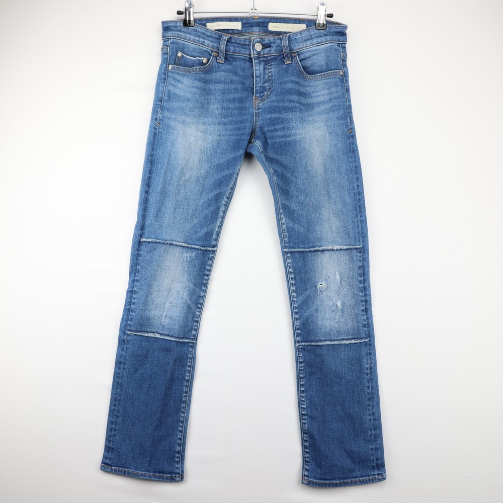 Anthropologie Pilcro Parallel Petite Jeans Size 27 Blue Slim Boyfriend Mid Rise
